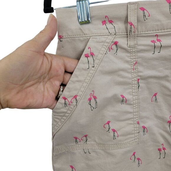 Vtg 90's Womens 6 Skirt Flamingo Skort Khaki A-line Mini Stretch Cotton Tan - Picture 5 of 7